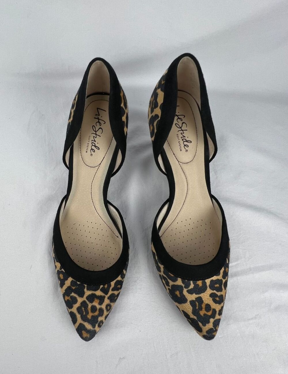 LIFESTRIDE Womens 8 Saldana Pumps Leopard Print Pointed Toe D'Orsay Heels Black - Picture 3 of 15